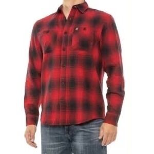 Coleman Plaid Flannel Long Sleeve Shirt Size L Color Red Black buffalo plaid men